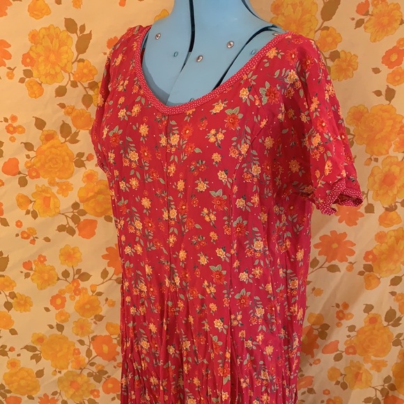 Beautiful Vintage Rayon Floral Boho Hippie Dress - Picture 5 of 11